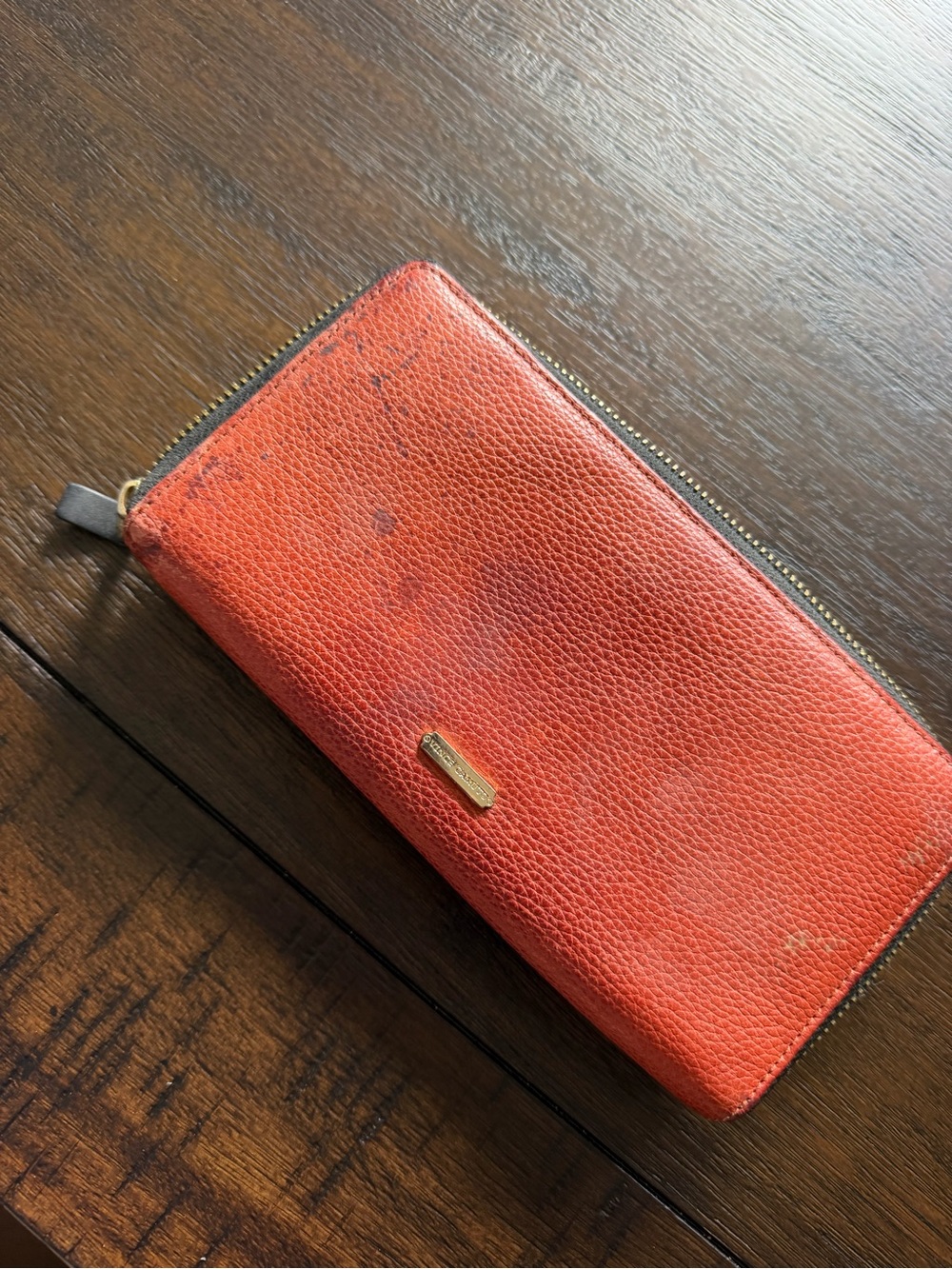Vince Camuto Orange Zip-Around Leather Wallet